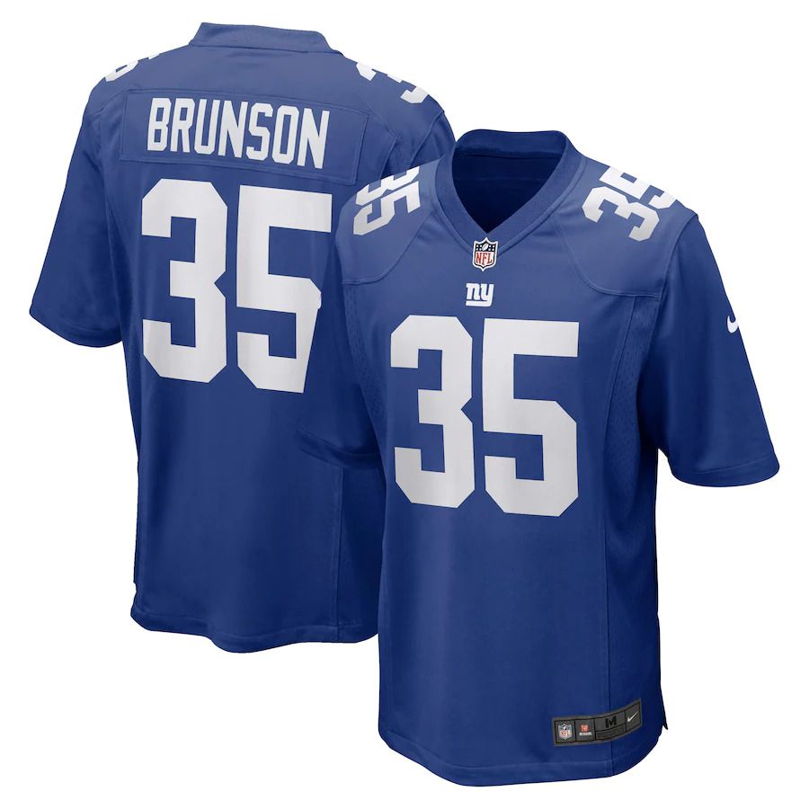 Men New York Giants 35 TJ Brunson Nike Royal Game NFL Jersey